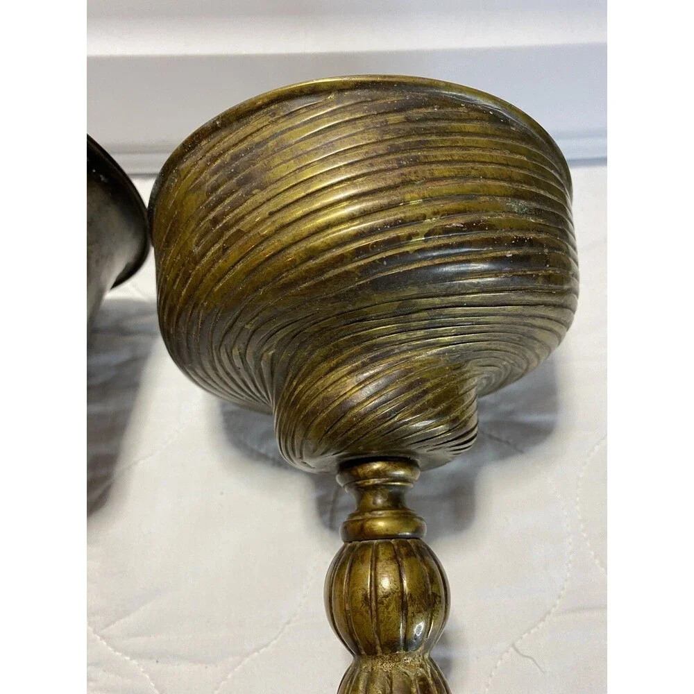 2 Maitland Smith Heavy Brass Candle Holders 11-11.5”Handmade In The Philippines